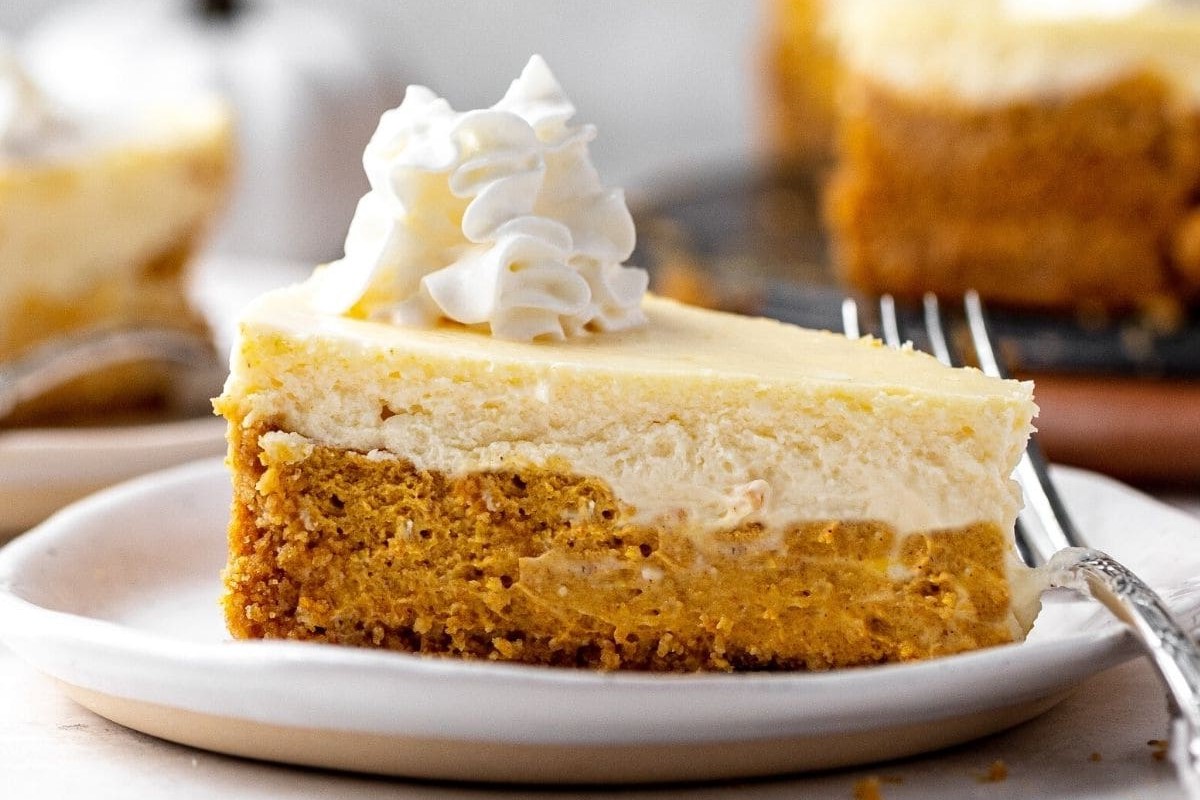 Double Layer Pumpkin Cheesecake Recipe | Dirty Dishes Messy Kisses