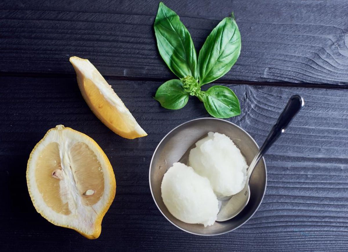 Lemon Basil Sorbet Recipe | Dirty Dishes Messy Kisses